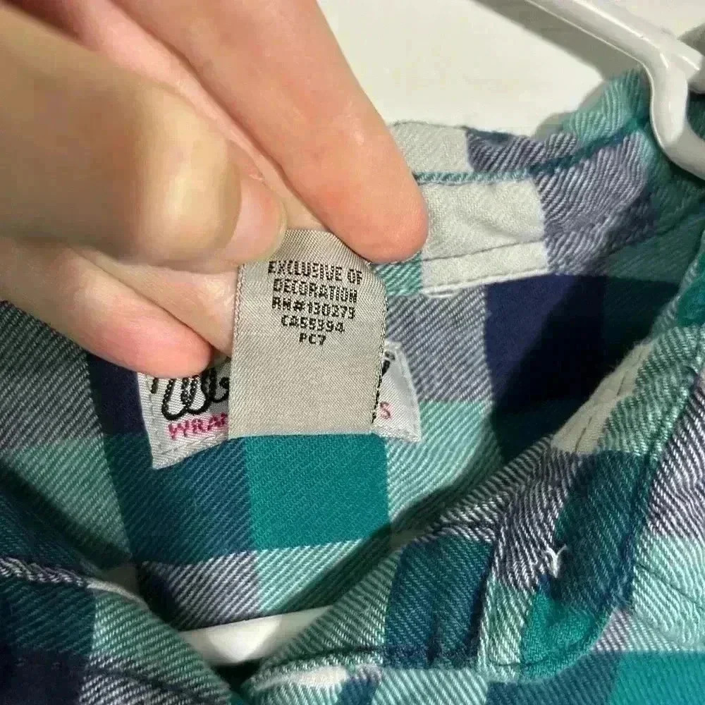 Wrangler Wrancher Shirt Teal/Navy/Cream Plaid Flannel Button Down Shirt. Size XL - Picture 5 of 12